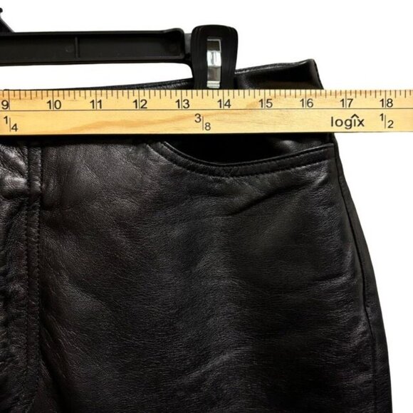 GAP Vintage Y2K Womens Black 100% Leather Bootcut Pans Size 12 Full Lined - Picture 5 of 9